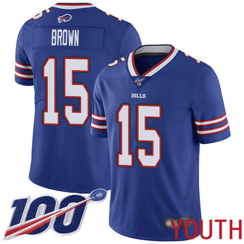 Youth Buffalo Bills 15 John Brown Royal Blue Team Color Vapor Untouchable Limited Player 100th Season NFL Jersey